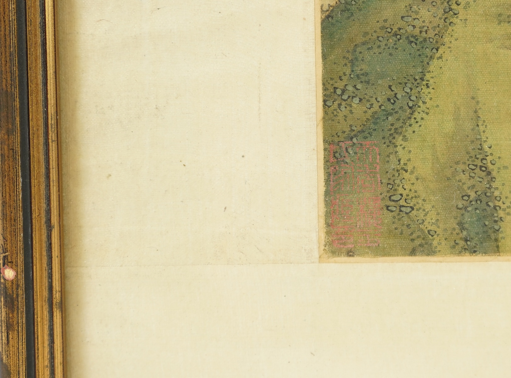 Chinese School , (late 19th century), Ladies in a garden, Ink and colour on silk, 107cm x 41cm, excluding brocade border